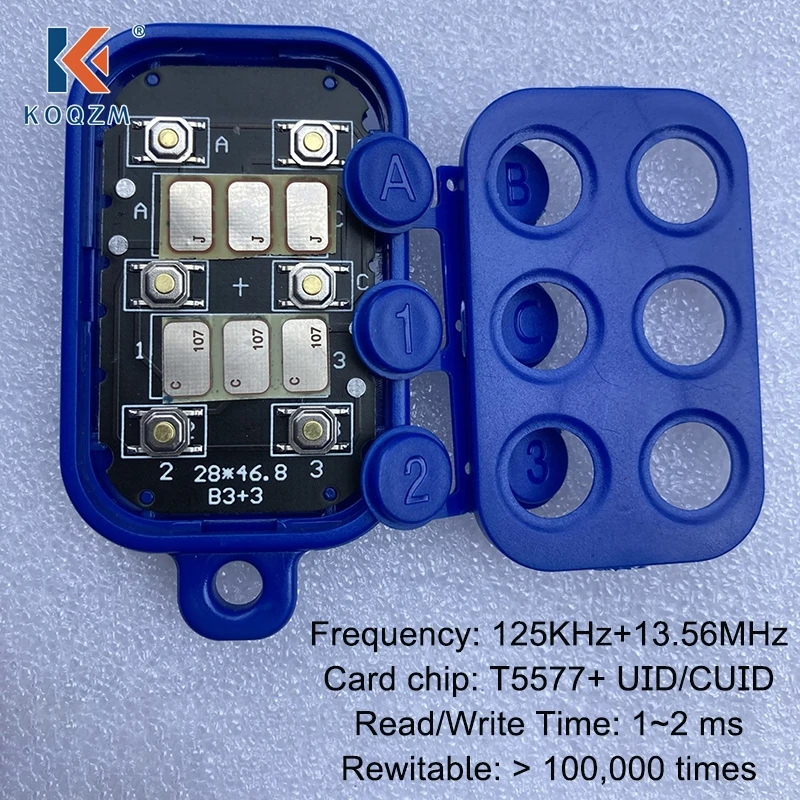 

Keyfob 6 in 1 125khz T5577 EM ID Writable IC 13.56Mhz 1k S50 UID Changeable Card Key