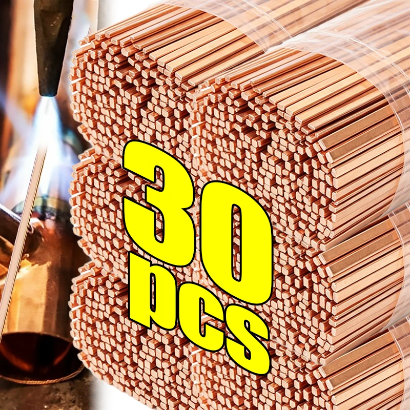 

30/5pcs Brass Welding Rod Flat Copper Silver Brazing Soldering Rods Air Conditioners Refrigeration Bronze Tube Welding Sticks