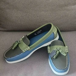 Genuine Leather Classic Boat Shoes Mocassins Shoes Handmade Shoes Mens Casual Loafers Non-Slip Rubber Outsoles