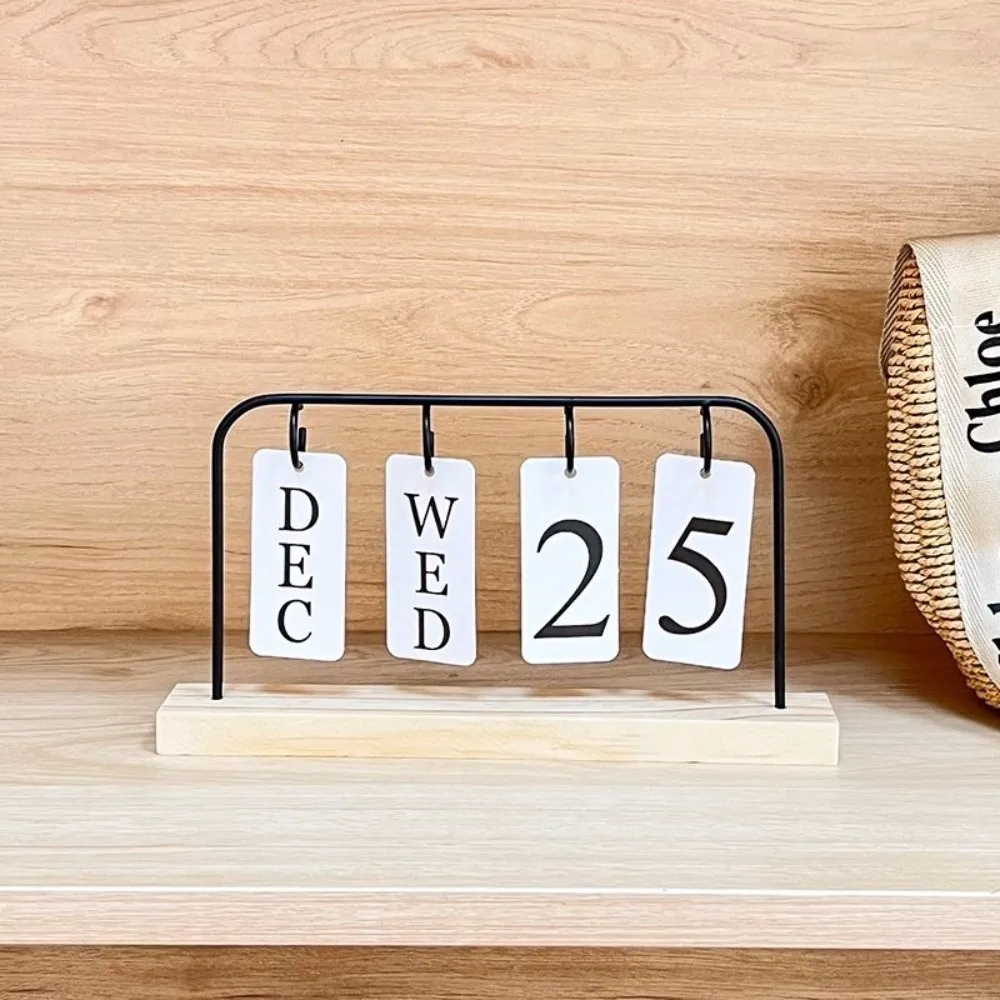 Calendario da tavolo in legno con pagina di giro Design Serie creativa Calendario in piedi Visualizzazione della data Calendario in legno vintage