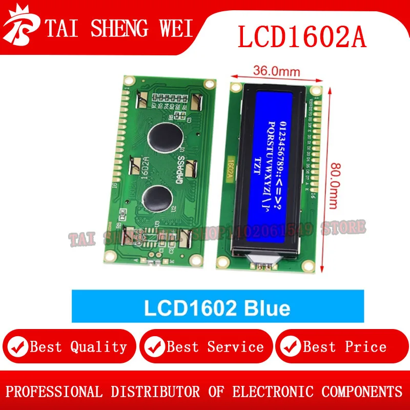 LCD1602 1602 LCD Module Blue / Yellow Green Screen 16x2 Character LCD Display PCF8574T PCF8574 IIC I2C Interface 5V for arduino