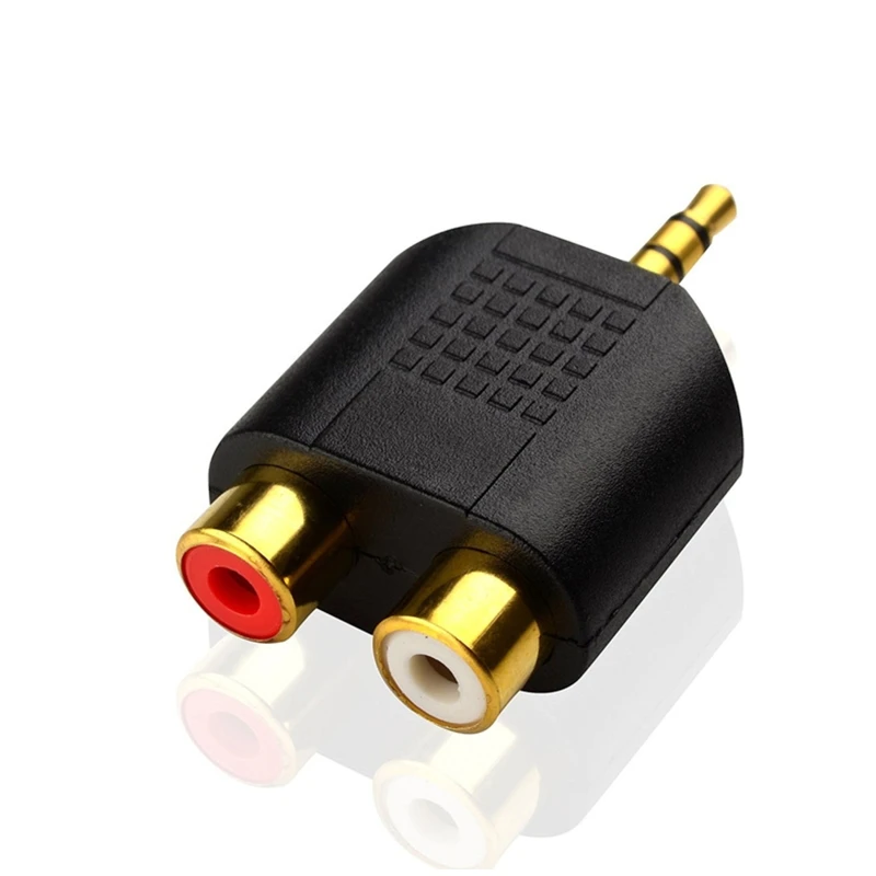 Adattatore stereo placcato in oro da 3,5 mm maschio a 2RCA femmina per telefono cellulare