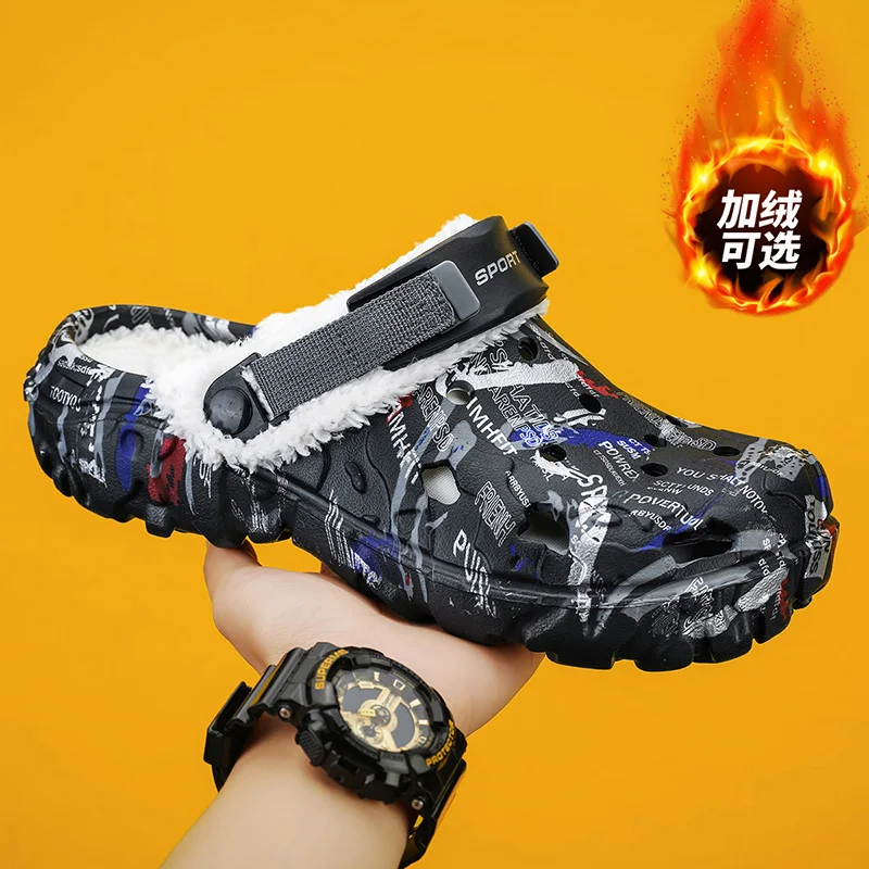 

Зимние сабо, мужские получешки на флисовой подкладке, сабо, шлепанцы с открытым каблуком, домашняя повседневная обувь с открытой спиной, плюшевые шлепанцы, сандалии