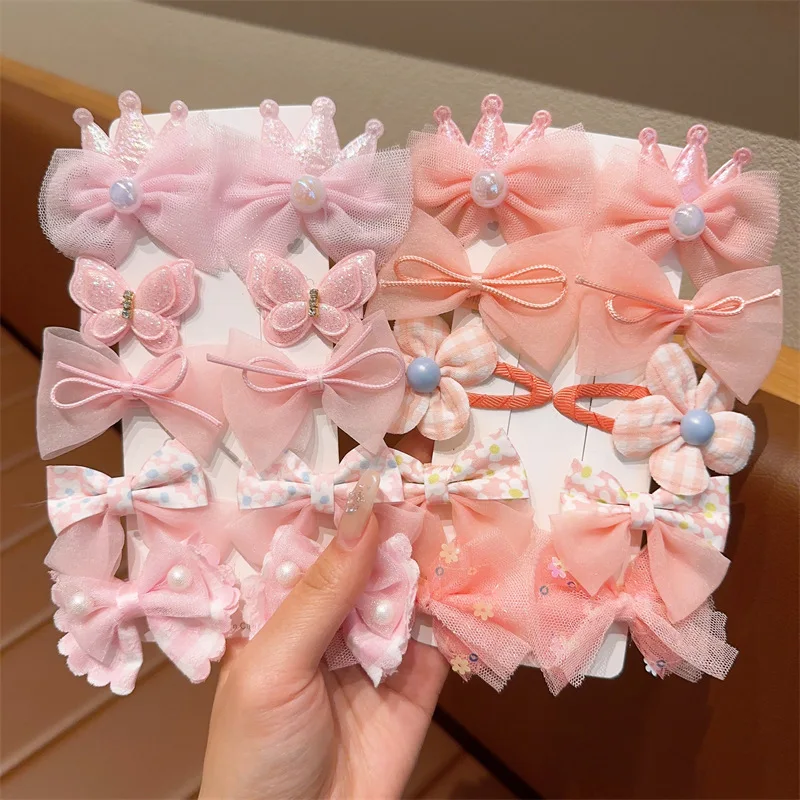 【 10-Piece Set 】 Fashion Cute Bows Flowers Clips For Girls Baby Hair Accessories Sets Children\'s Sweets Pinches Hairpin