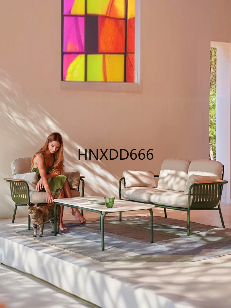 Combinación de mesa de centro para sofá al aire libre al aire libre, muebles impermeables y con protección solar