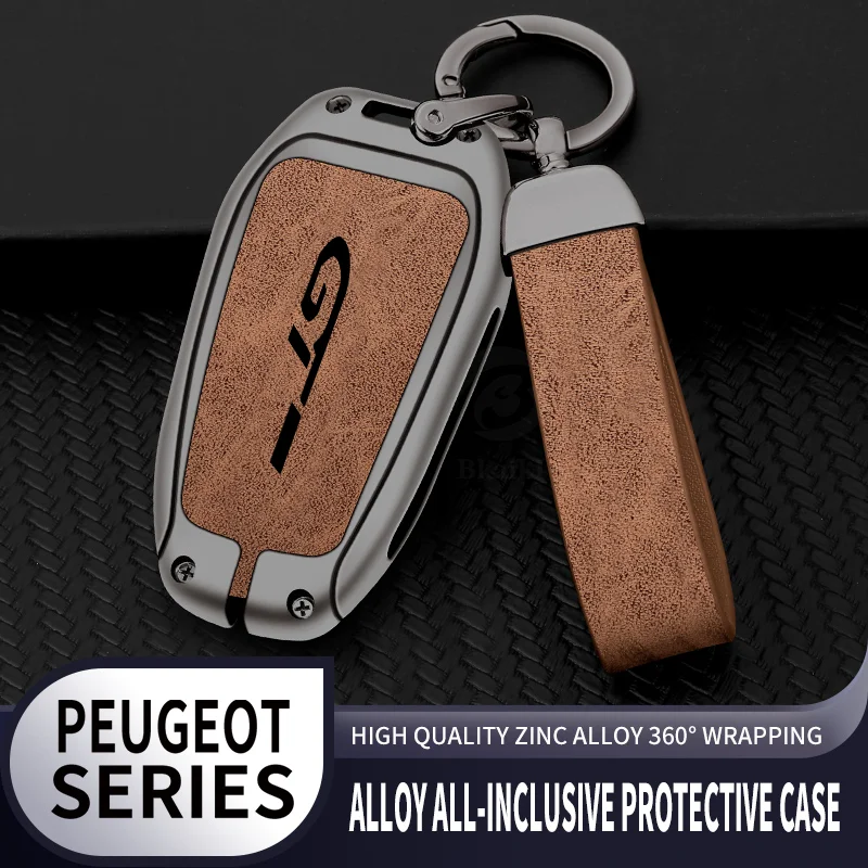 Car Zinc Alloy Key Case Bag For Peugeot GTLine 407 607 208 308 408 508 608 2008 3008 4008 5008 RCZ Car Key Chain Metal Key Shell