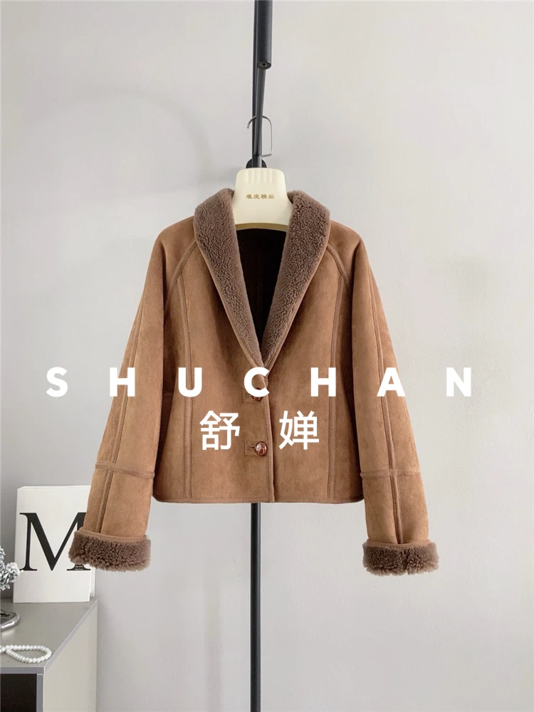 Cappotto in lana 100% da donna Nuovo caldo autunno e inverno Nuova giacca in pura lana scamosciata Cappotto da tosatura delle pecore da donna