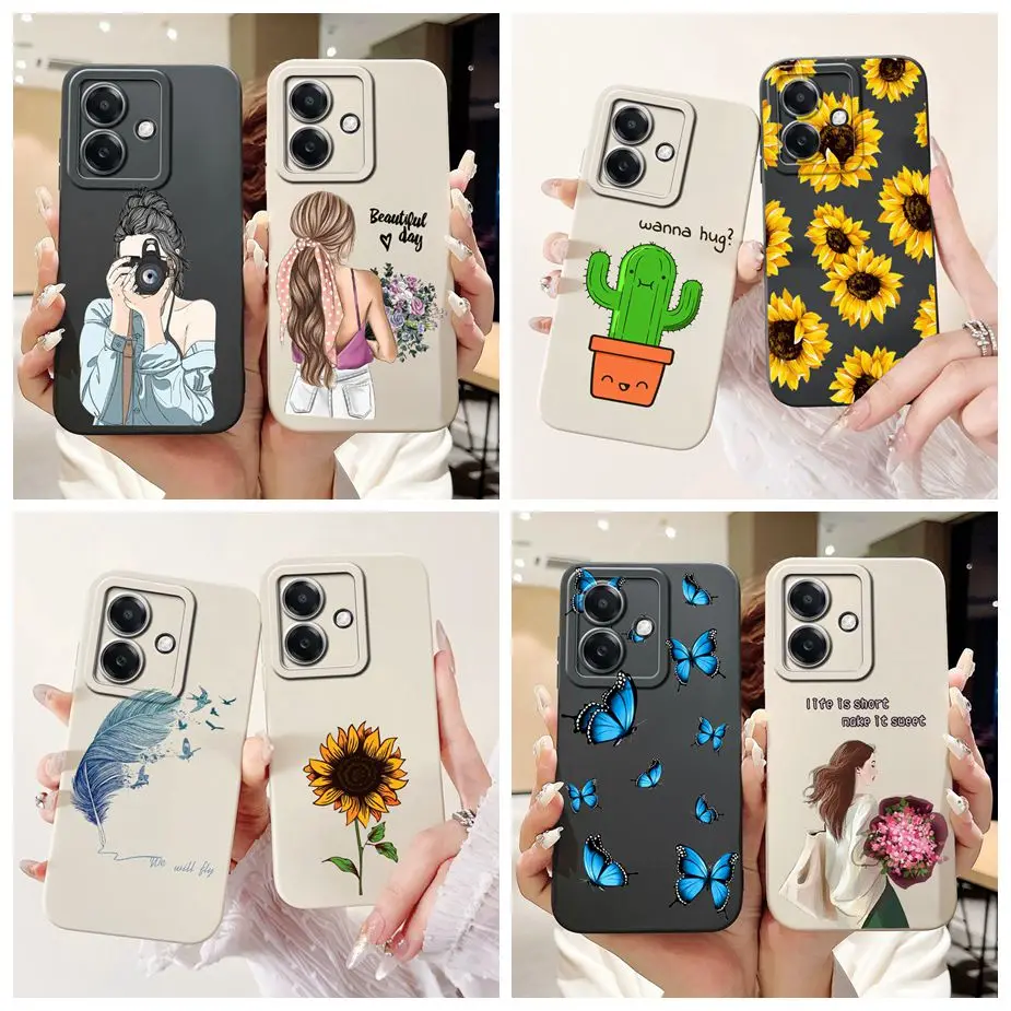 For Oppo A3 4G Case CPH2669 Pretty Girls Sunflowers Painted Cover Soft TPU Phone Case For Oppo A3x CPH2681 OppoA3 OppoA3x Bumper