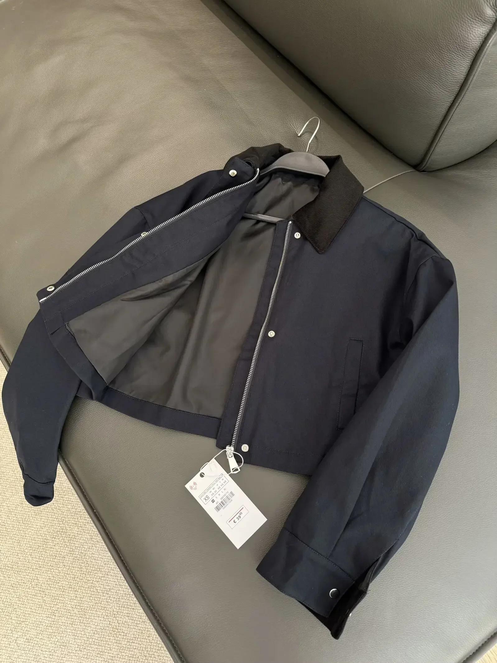 جاكيت نسائي قصير الجانب برباط العنق ، معطف كلاسيكي بأكمام طويلة ، توب أنيق بسحاب ، موضة جديدة