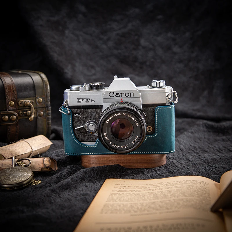 

For Canon FTb Case Handmade Genuine Real Leather Camera Half Cover Leather Camera Bag Protective Case Photography Accessories