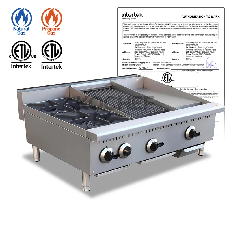 Commercial Counter Top Gas Cook Top Series Charbroiler Range Gas Cooking Stove with BBQ Grill Commercial Cooking Equipment