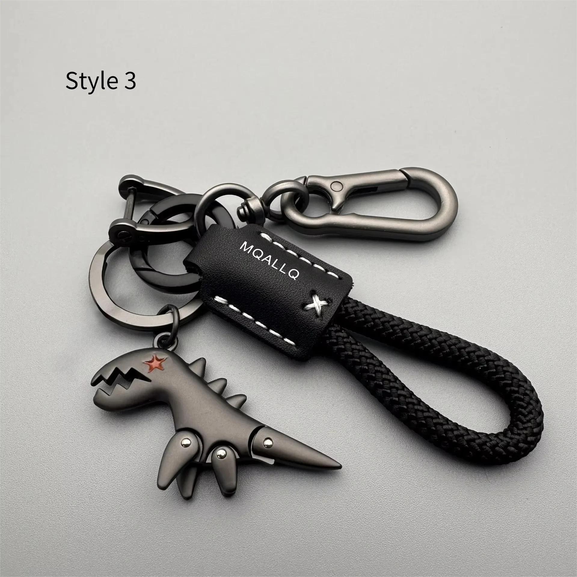 Motorcycle Decoration Accessories and Car Keychain Single Leather Woven Rope Metal Keychain Handbag Pendant Small Gift