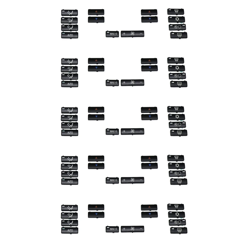 

5X 14 Button Key Cap Car Air Conditioner A / C Control Panel Switch Button Key Cover For BMW E39 E53 525I 530I M5 X5