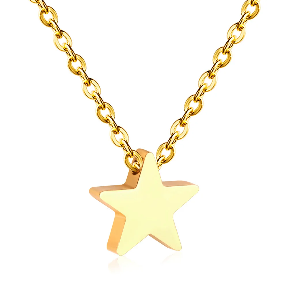 Fashion Stainless Steel Star Shaped Pendant Necklace Romance Valentine's Gift For Women Girls Temperament Neck jewellery