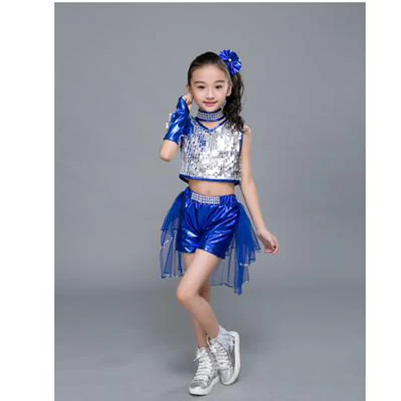 Children\'s jazz dance costumes boys and girls sequins princess pettiskirt children\'s hip hop modern dance gauze dance costumes