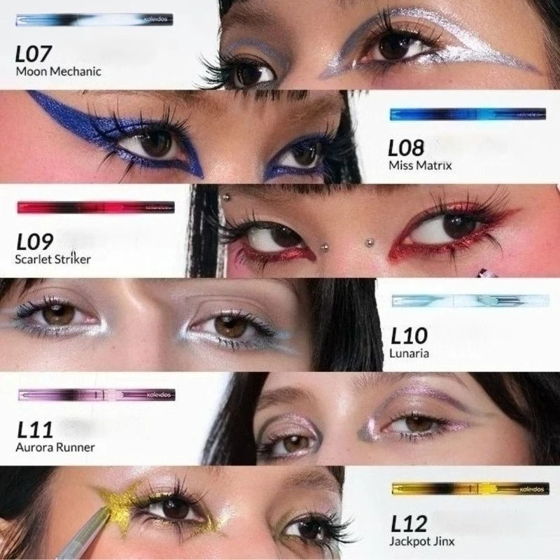 Kaleidos Automatic Gel Pencil Waterproof Eyeliner Chameleon Colour Long Wear Glitter Metallic Waterproof Eye Liner Pen Makeup