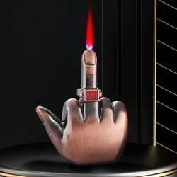 Funny Middle Finger Lighter with Fuk You Voice Windproof Jet Flame Portable Smoking Accessories Refillable Butane Men Gifts