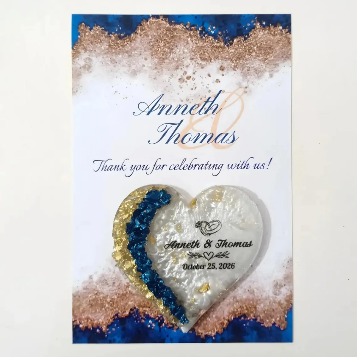 Heart Shaped Wedding Magnet Favors, Custom Design Embossed Resin Favors, Boxed Epoxy Wedding Favors, Bridal Shower Party Gifts f