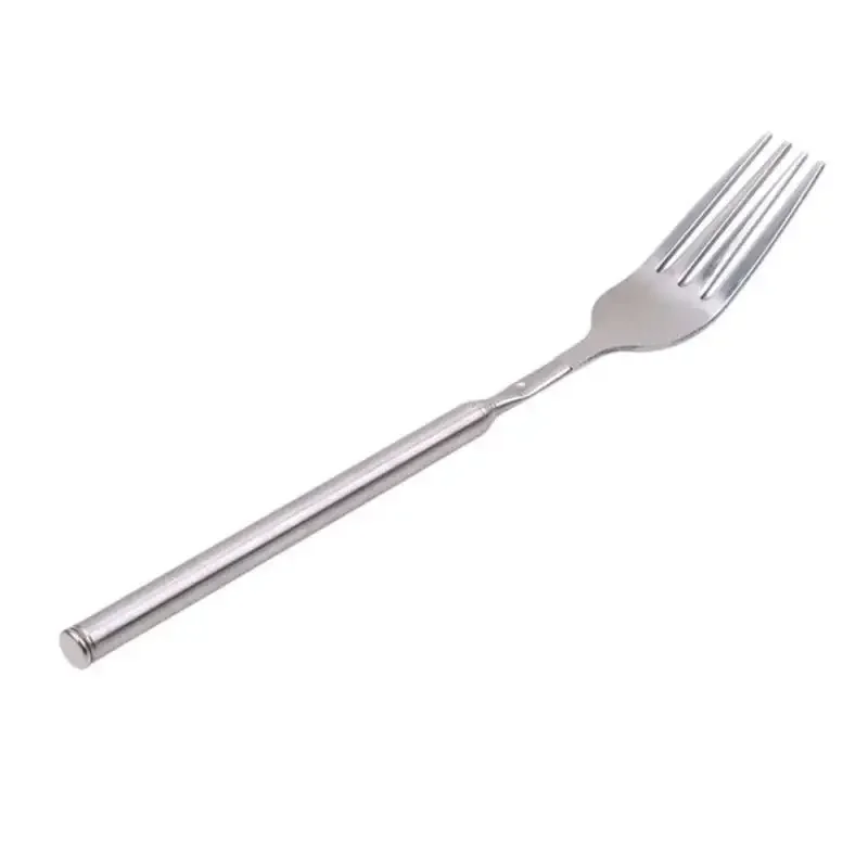 Telescopic Food Fork Telescopic Extendable Kitchen Accessories Bbq Meat Fork Corrosion-resistance Sliver For Dining Room