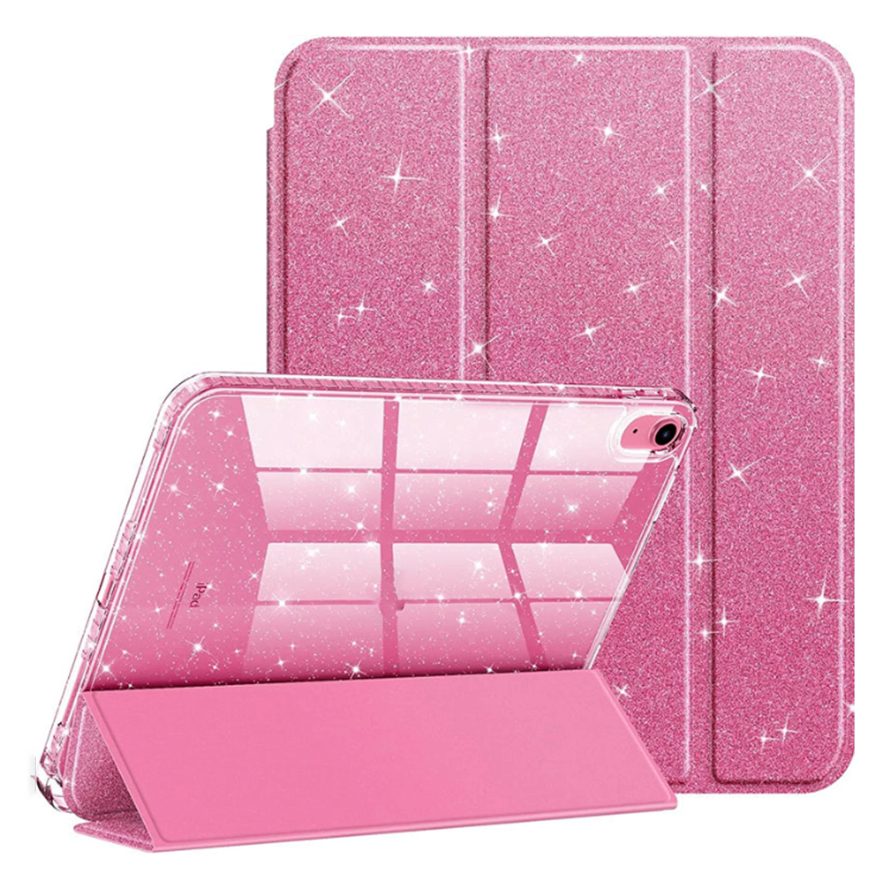 Glitter Bling Tablet Case For iPad Air11 M4 /Air4/5 10.9Inch,Sparkly Clear Back Tri‑Fold Stand Flip Protective Cover
