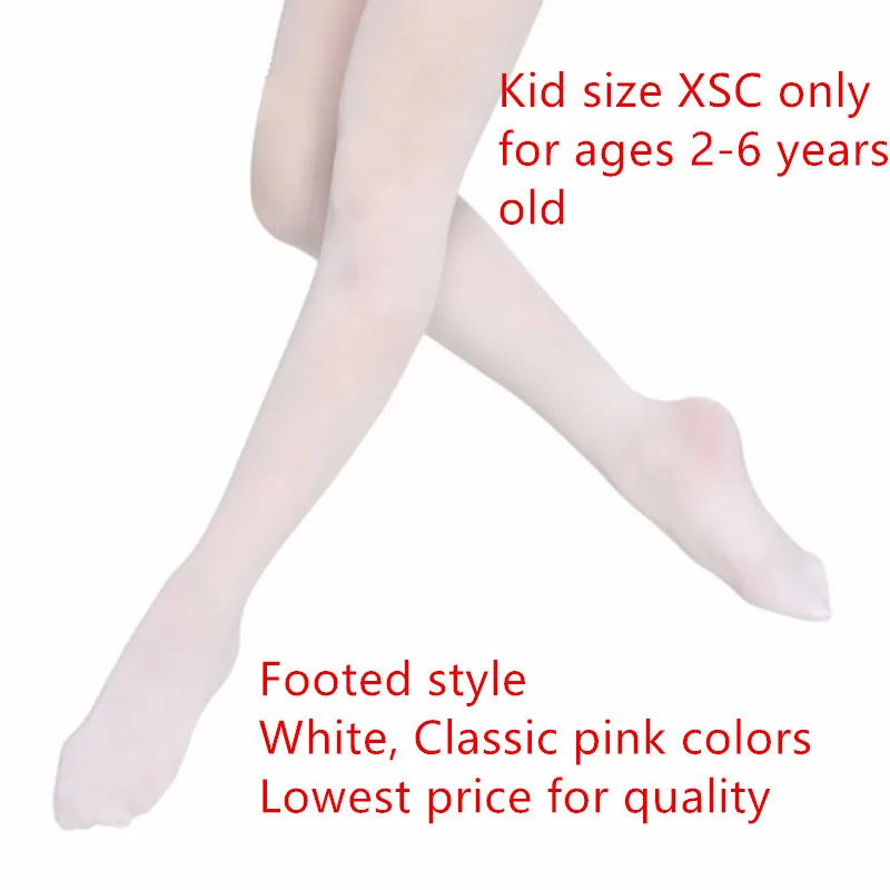 Footed Kid Size Toddler XSC Dance Tight Pantyhose White Classic Pink Flesh Color Stocking Legwear Ballet Jazz Ballerina Training