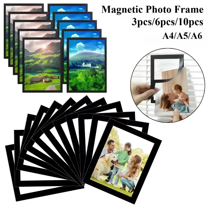 A4/A5/A6 Black Magnetic Photo Frame Publicity Column Advertising Column Self Adhesive Soft Poster Frame Certificate Folder