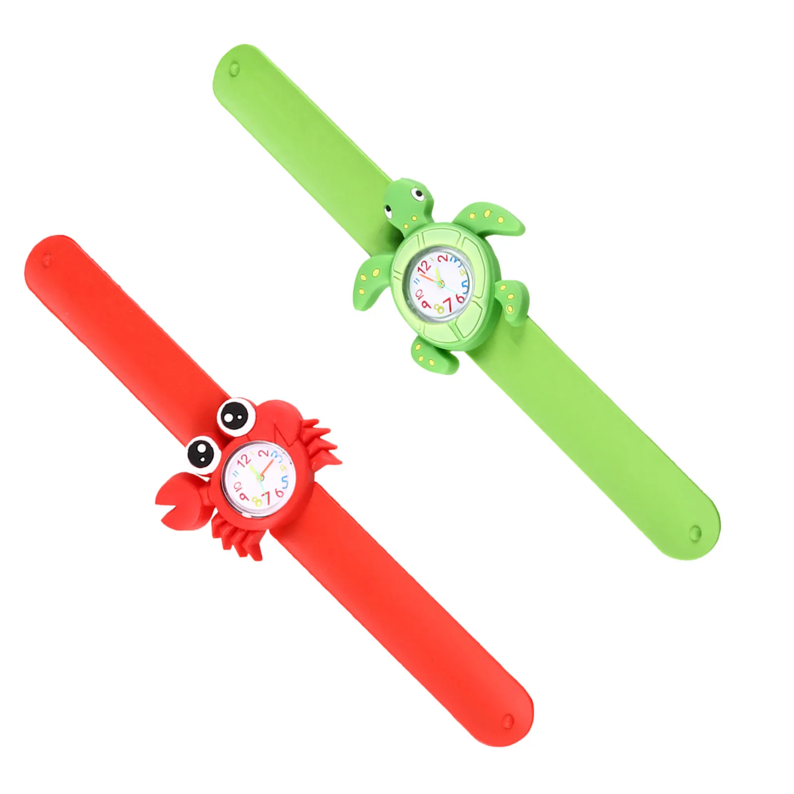 

2 шт. Детские часы с мультяшными персонажами, тематика морских животных: красный краб, зеленая морская черепаха, удобные в носке, подарок на детский праздник