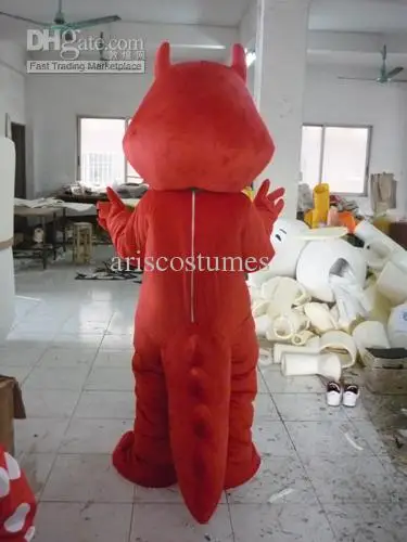 Costume de mascotte de dragon rouge populaire pour adultes, robe de paupières en peluche, Halloween, Noël, dessin animé, nouveau