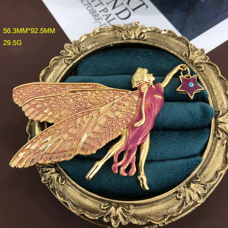 Light Luxury Enamel Glaze Colorful Rhinestone Leaf Fairy Small Pot Brooch