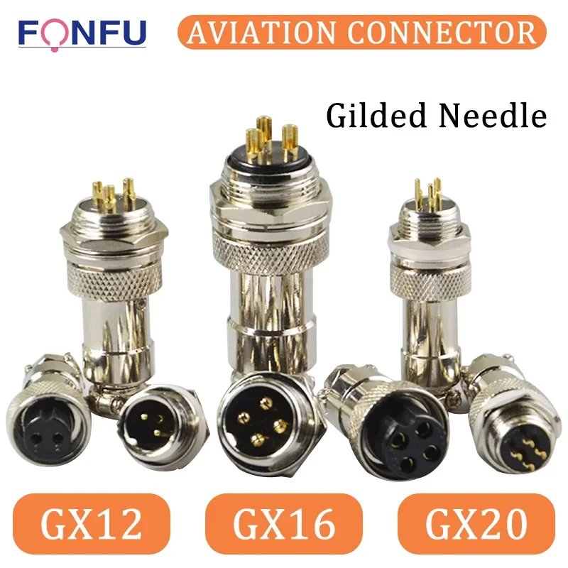 5/20Set Gold Plated GX12 GX16 GX20 2/3/4/5/6/7/8/9/10/12 Pin Male Female Butting Wire Cable Circular Aviation Plug Connector