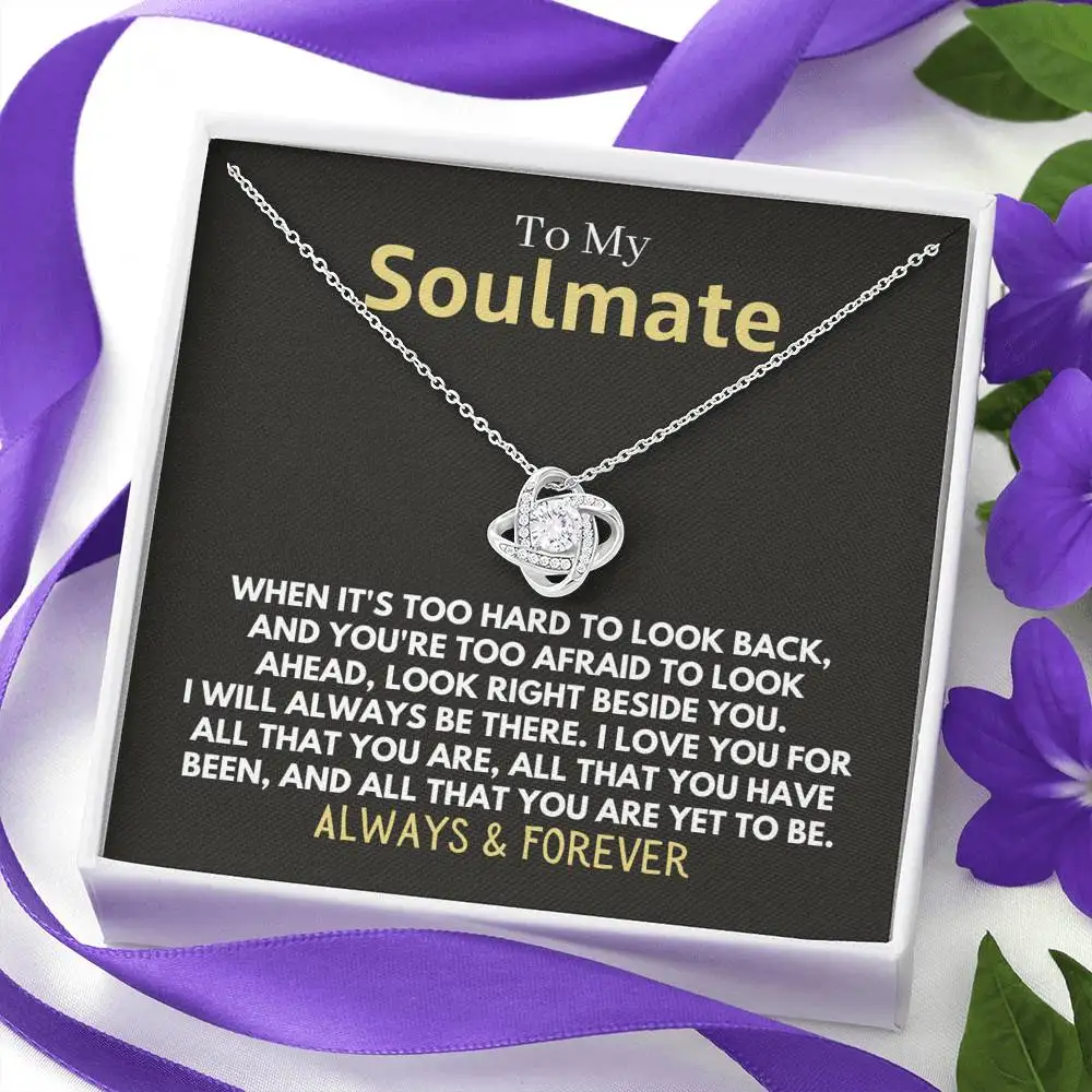 To My Soulmate Wife Christmas Gift Necklace Women Girls Fashion Jewelry Love Knot Necklace With Gift Box 2024 New Dropshipping