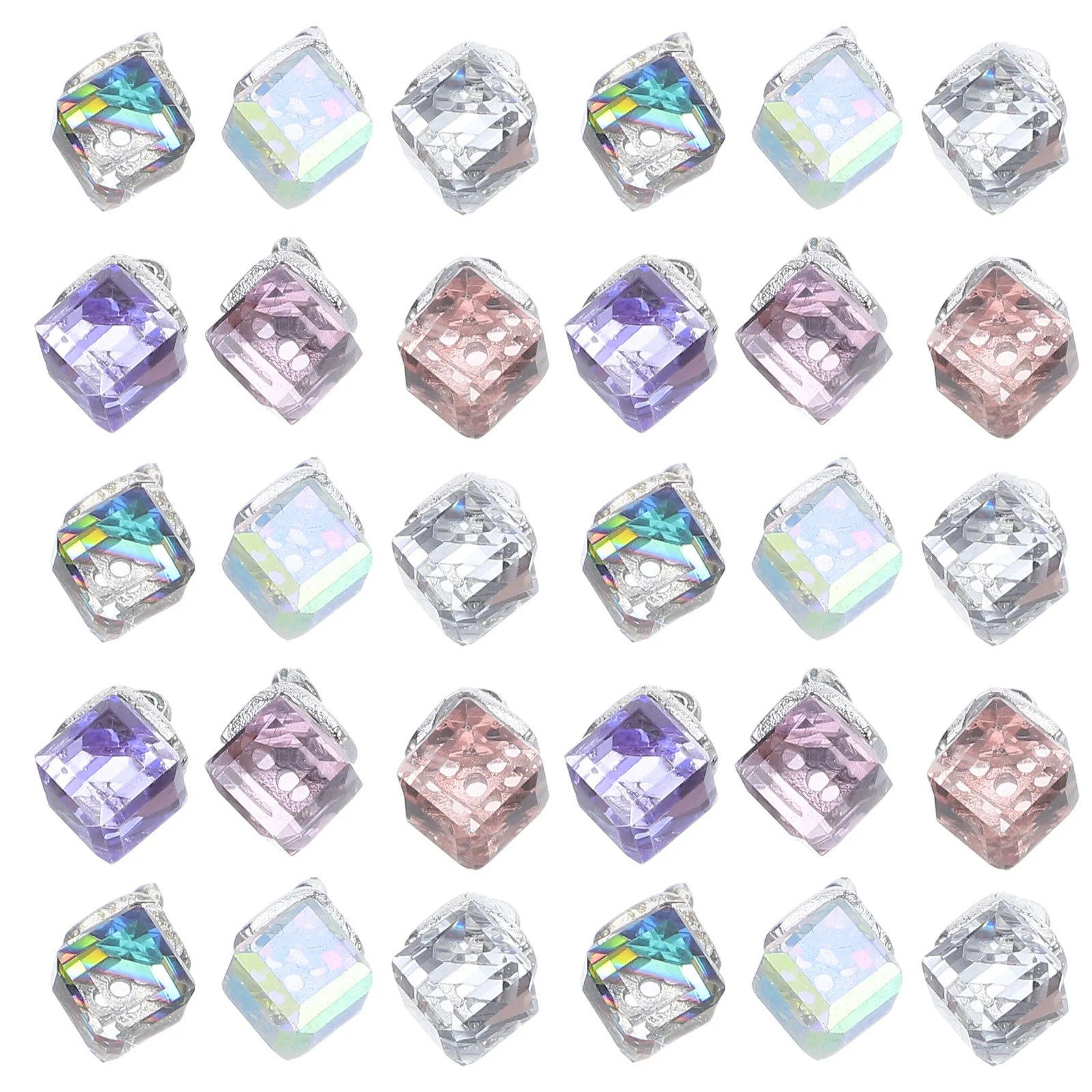 

60Pcs Crystal Pendant Charms Cube Crystal Beads Jewelry Making Necklace Earrings Bracelet Spacer Beads DIY Accessories