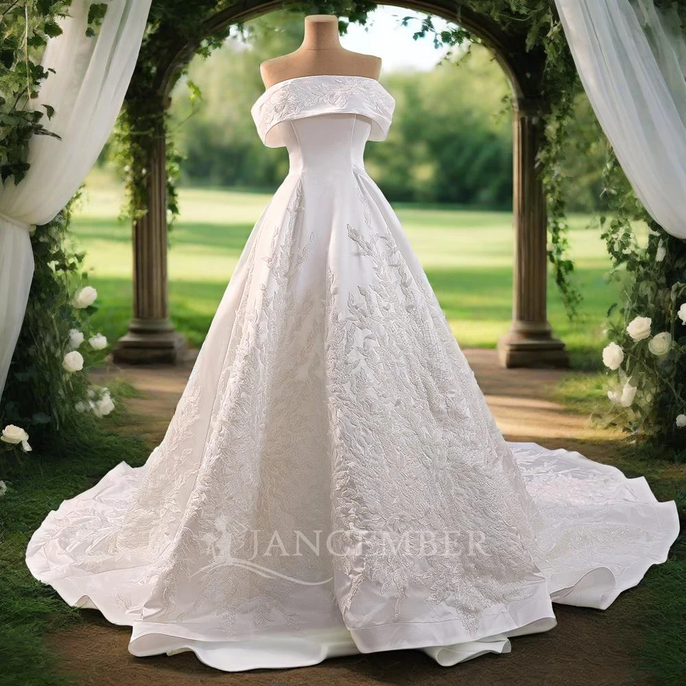 

Floral Lace Wedding Dress with Sleeveless Strapless Bridal Gown Boho Bohemian Dress Custom Made vestidos de novia RSM241055
