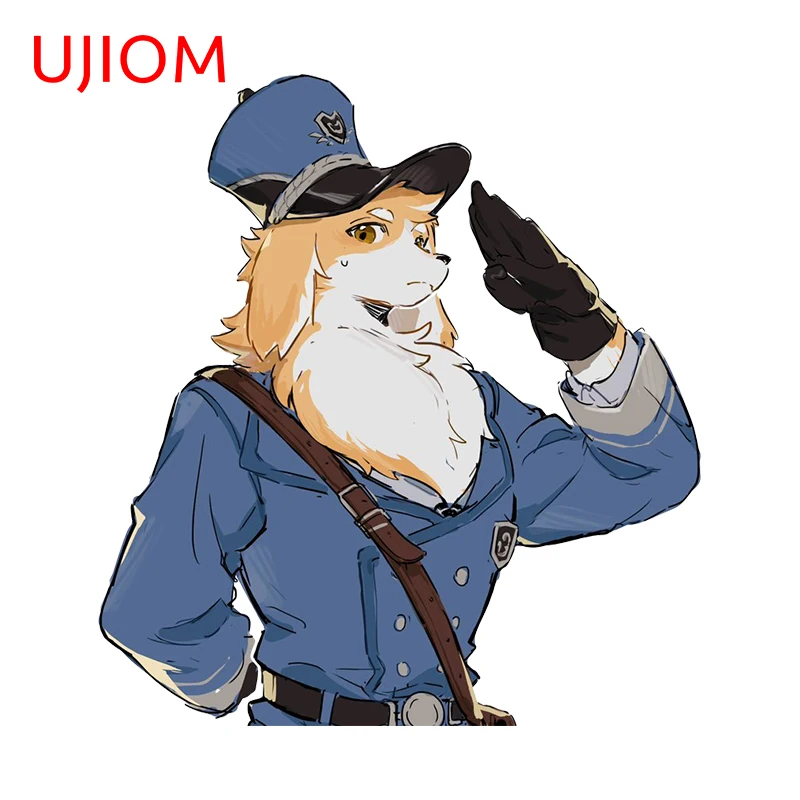 UJIOM 13cm X 12cm Polite Furry Dog Man Anime Wall Stickers Creative Cupboard Decal Waterproof Wallpapers Home Decoration