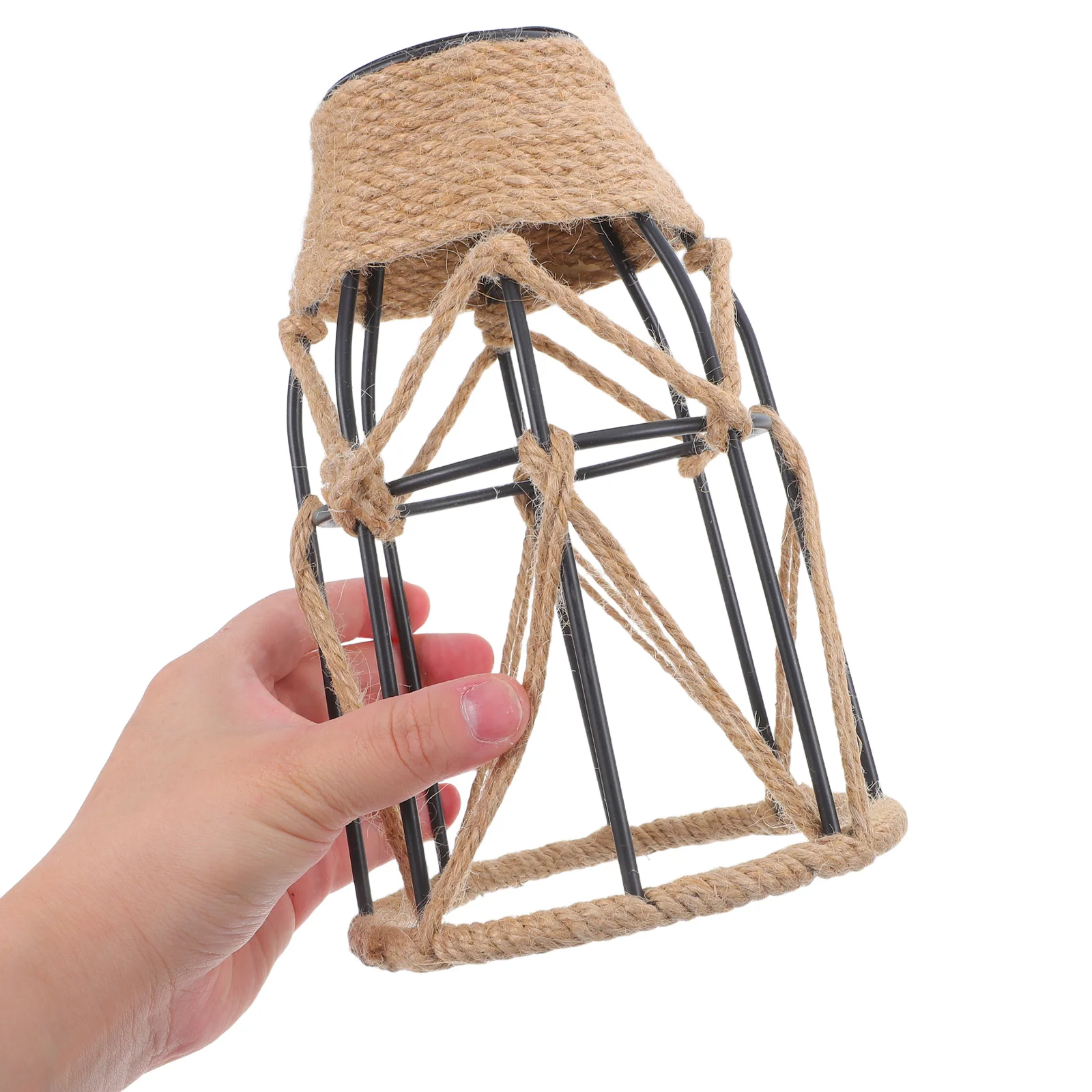 

Retro Lampshade 41mm Hole Iron Chandelier Handwoven Jute Rope Vintage Woven Light Fixture Ceiling Cover Replacement