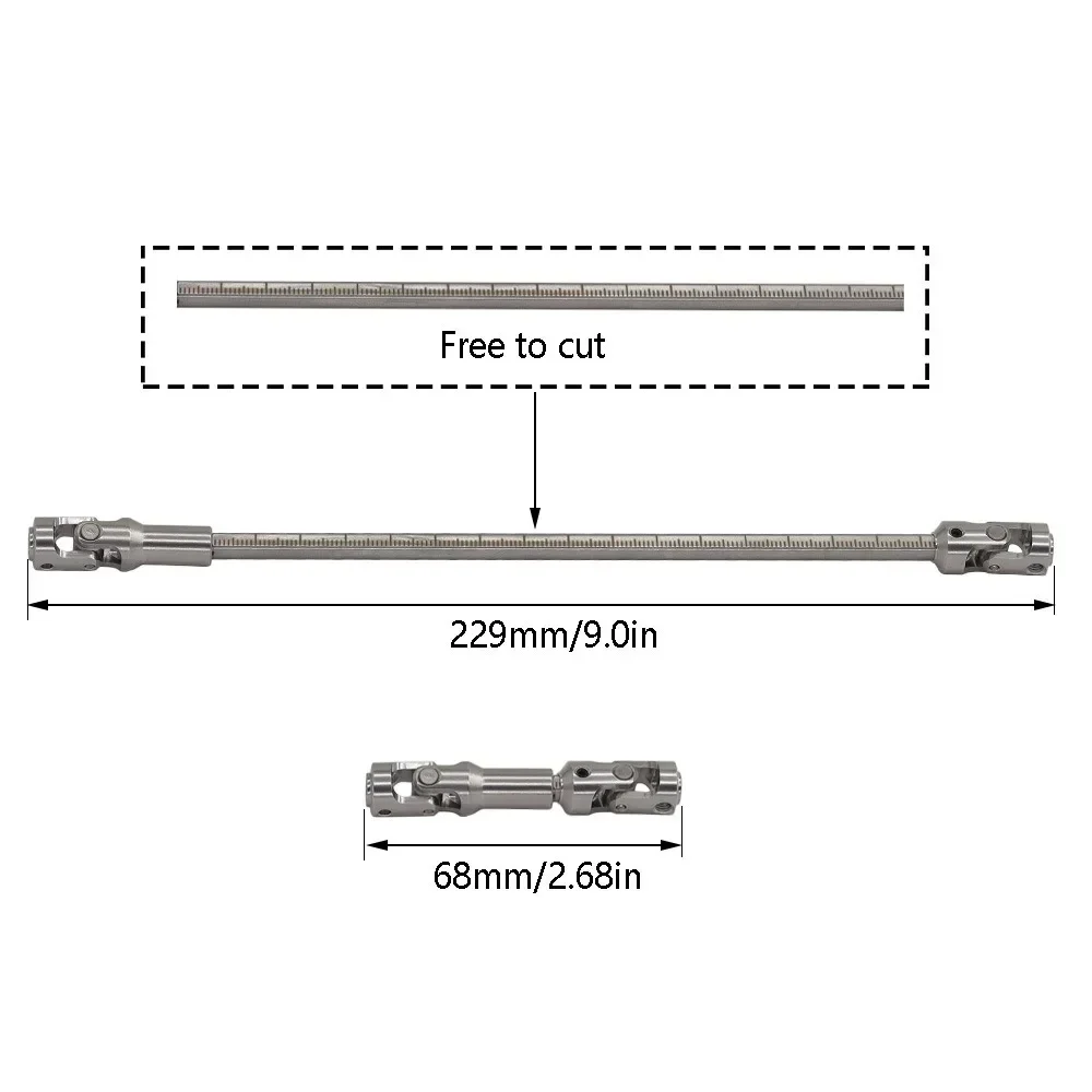 

Stainless Steel DIY Cut Length Driveshaft Universal Joint Drive Shaft For 1/10 LCG RC Crawler SCX10 I II III TRX4 Capra Upgrades