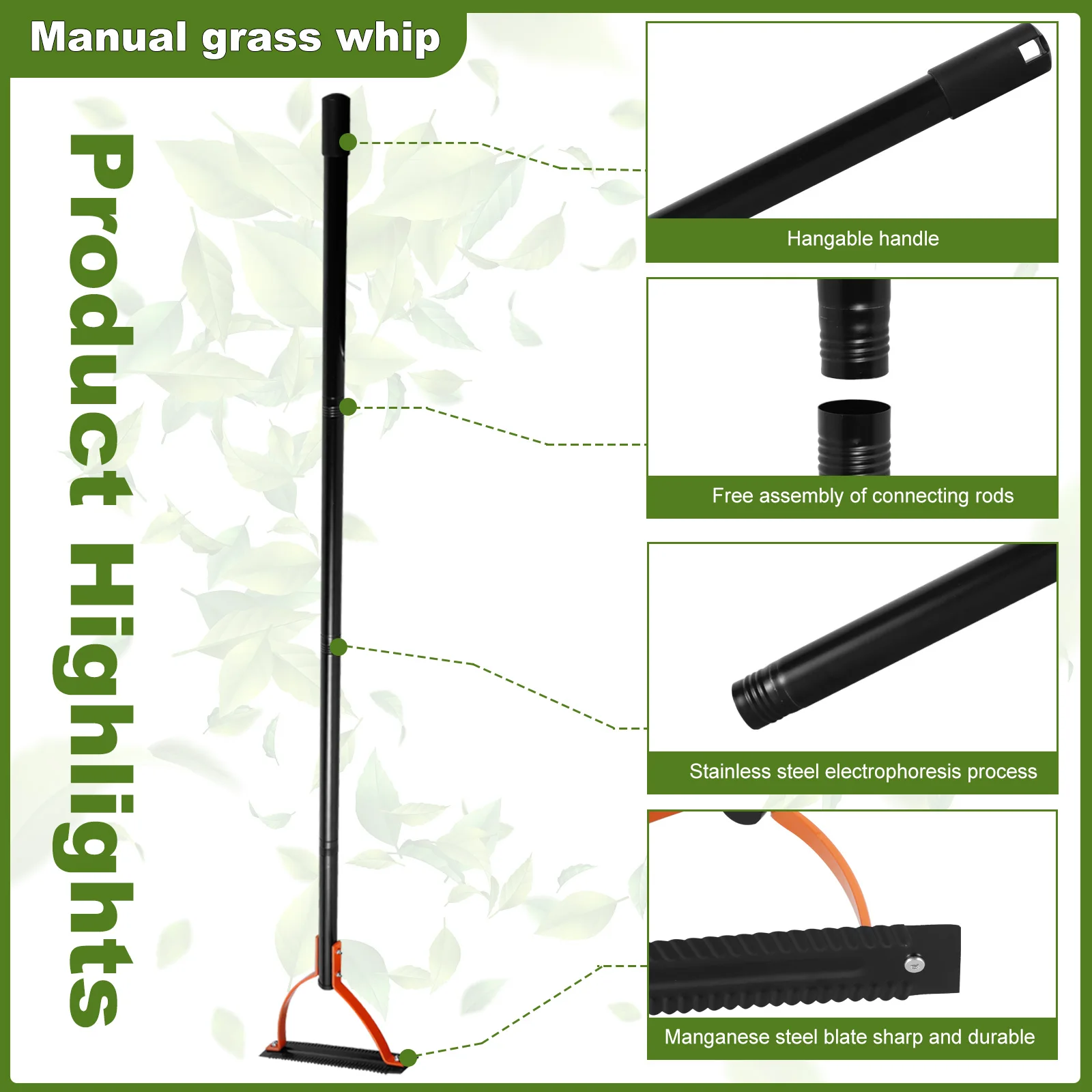 Manual Thatching Scythe With Serrated Double-edged Blade; Sharp Weed-cutting Machine, Garden Tool.