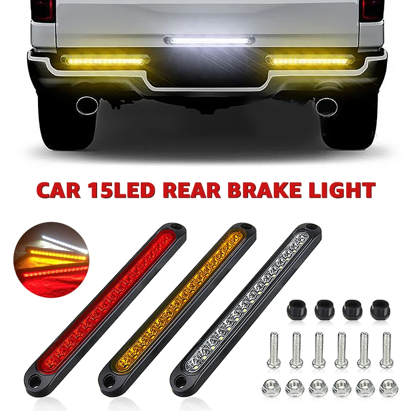 1Pcs Car Side Light Bar 15-LED Multi-Function Brake/Signal/Side Marker/Turn Rear Turn Signal Light For Truck SUV RV 12V/24V