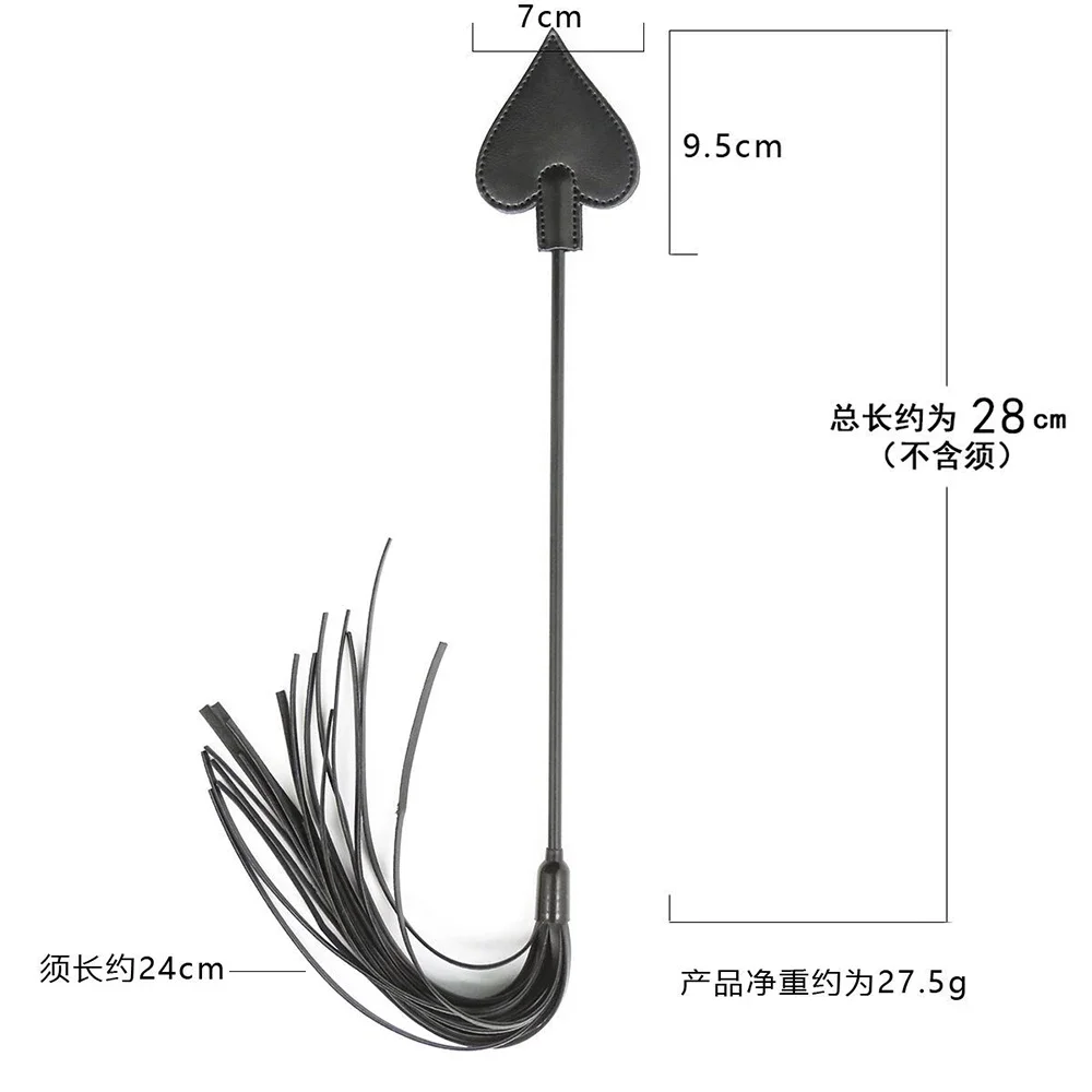 28cm PU skórzane wiosło, Poker kształt wzoru Cosplay frędzle krótki bicz do jazdy konnej PU skórzany bicz, punkowy nietoperz HorseWhip