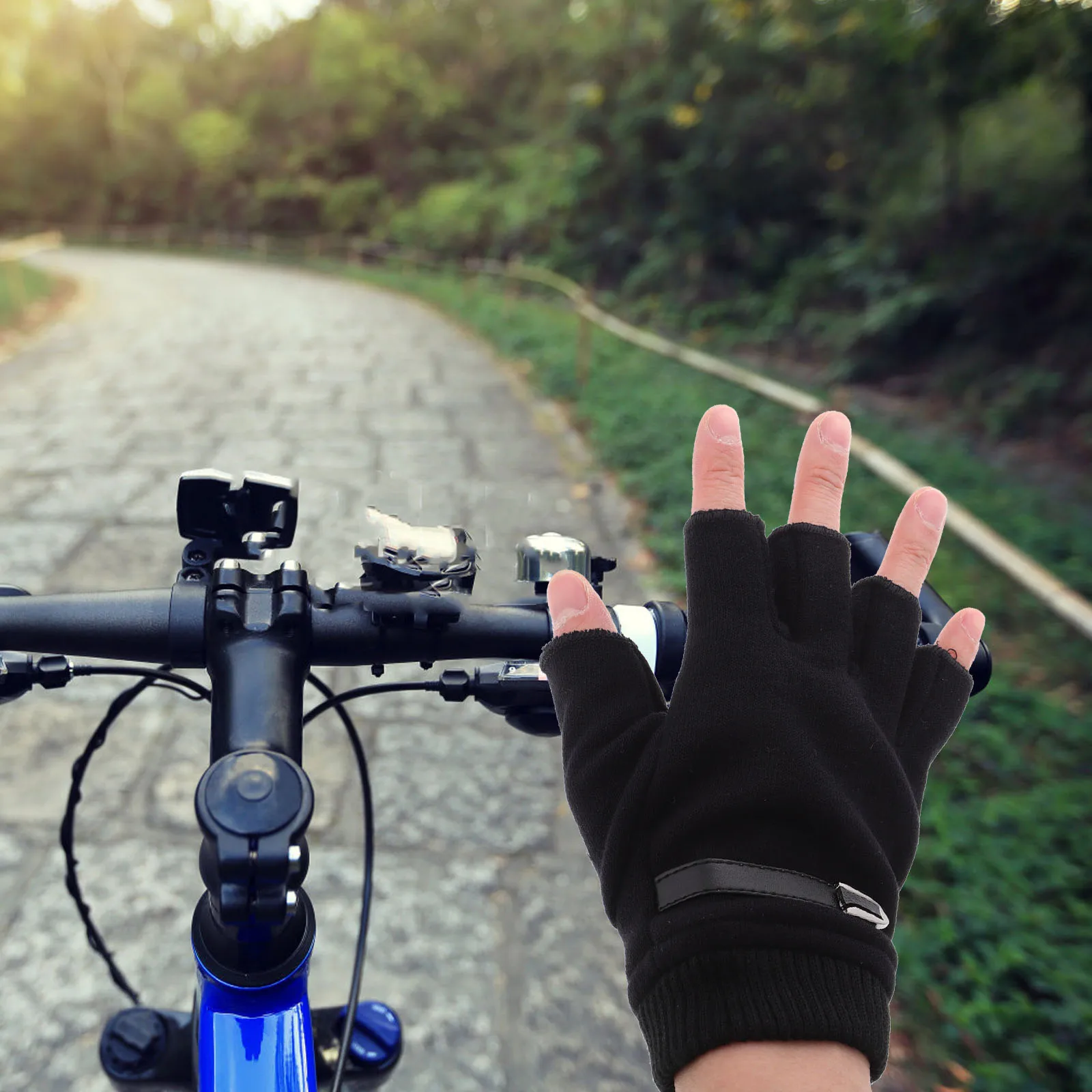 

Fleece Half Finger Gloves Fingerless for Women Winter Driving Cycling No Bike Warm Miss