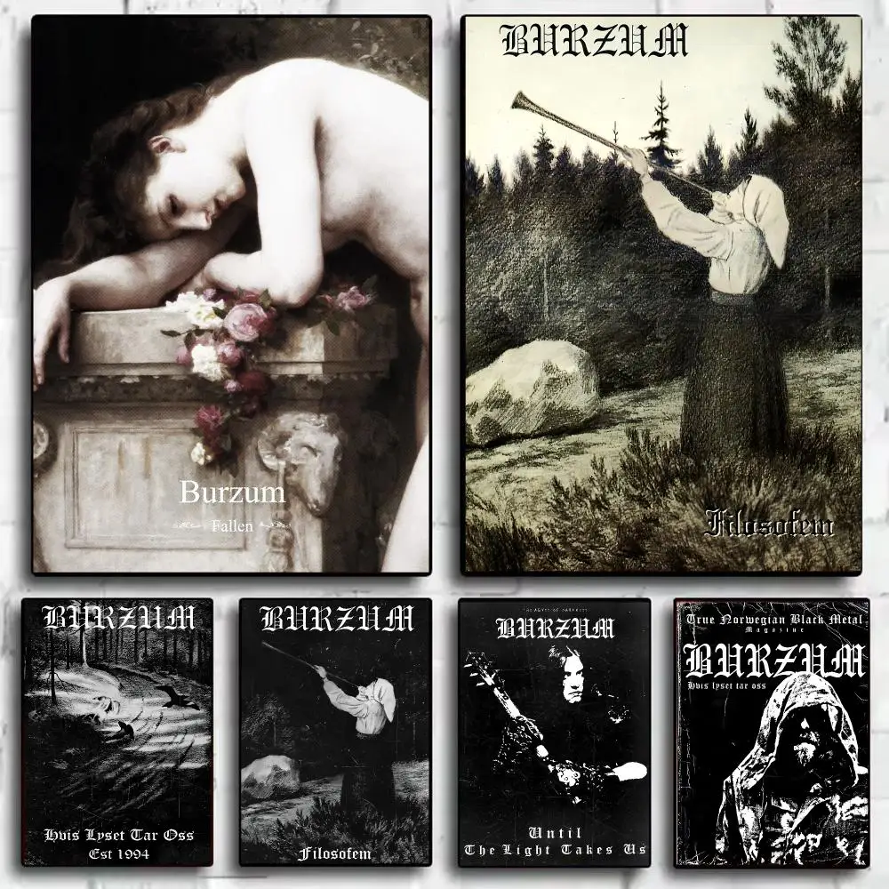 Singer Music Album B-Burzum Poster Decorative Wall Art Sticker Mural Print for Bedroom Living Room Hallway Home Decor Gift