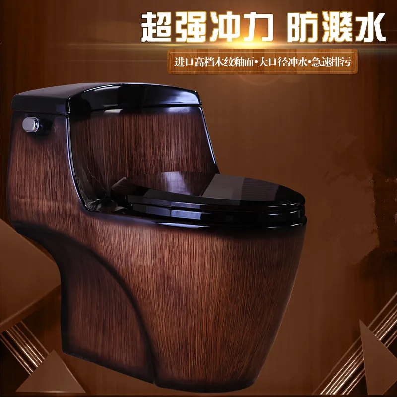 High-quality high-grade wood grain toilet siphon connected toilet ceramic color toilet water-saving large caliber