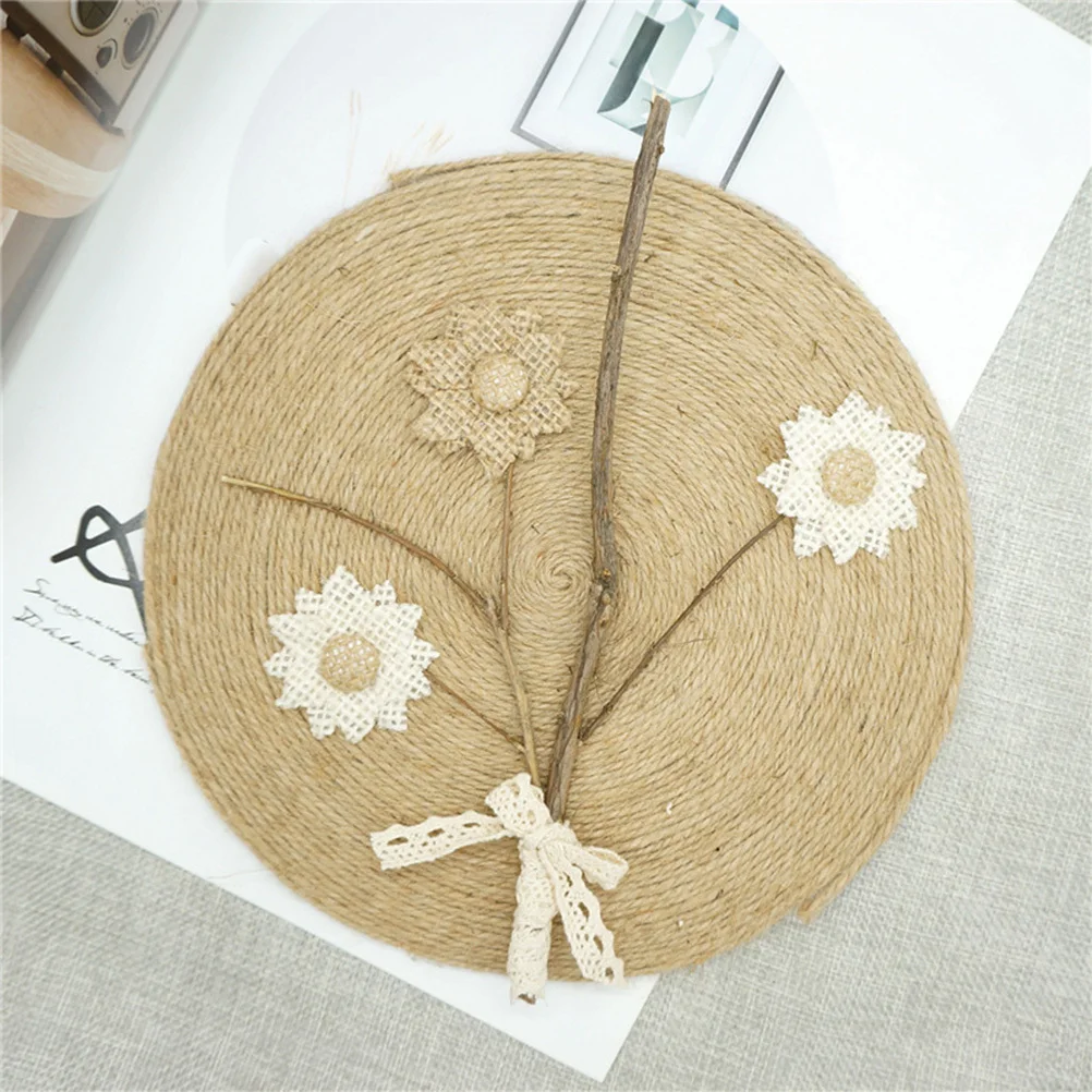 20 piezas rosas de encaje de lino Natural, flores de yute hechas a mano, decoración rústica Vintage para boda, Navidad, manualidad para fiesta DIY, color Beige