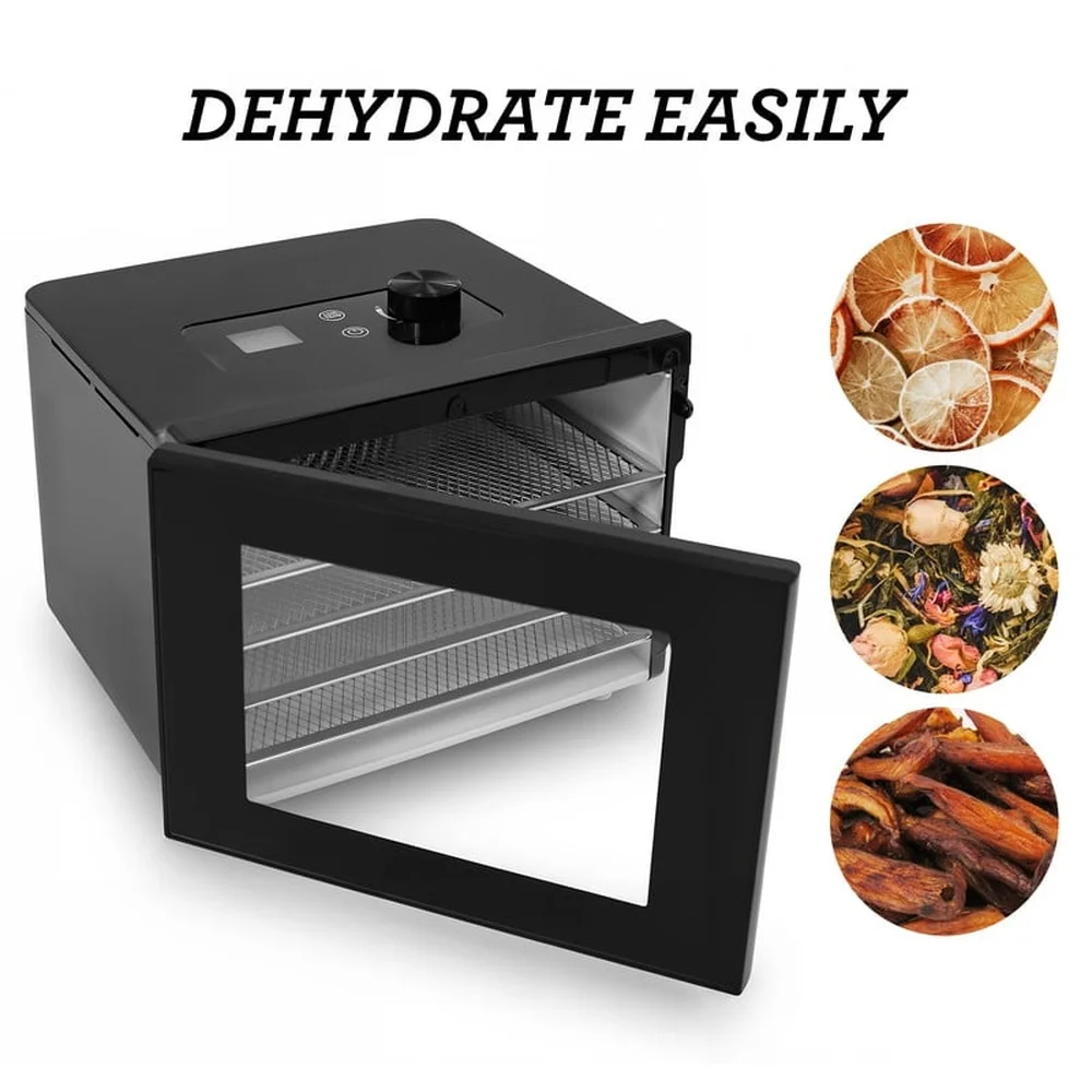 Digital Food Dehydrator 4 Trays 350W Adjustable Temperature 95-160F Programmable Compact Dehydrating Machine ETL Approved
