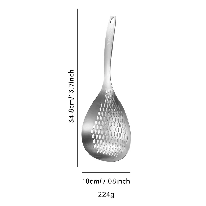 Japanese-style kitchen noodle scoop 304 stainless steel colander golden household large noodle scoop drain jiaozi scoop