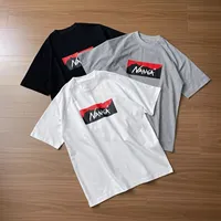 Japanese Men's Fashion LL25SS Vintage Do Old Dyed Mountain Print Short Sleeve Outdoor Men and Women Couples