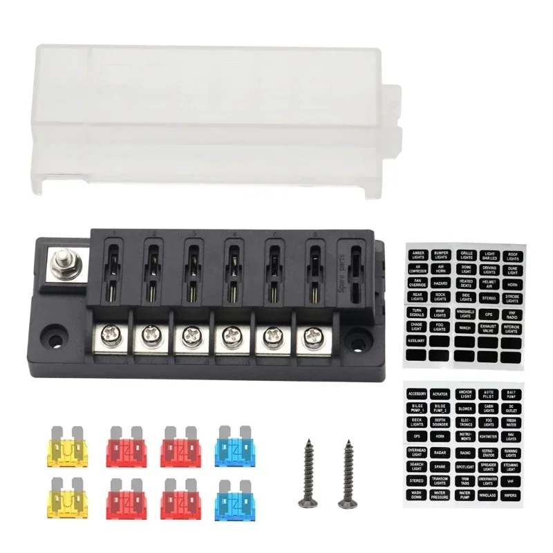 6-Way Fuses Block Car Fuses Block With 6 Fuses And Plastic Cover