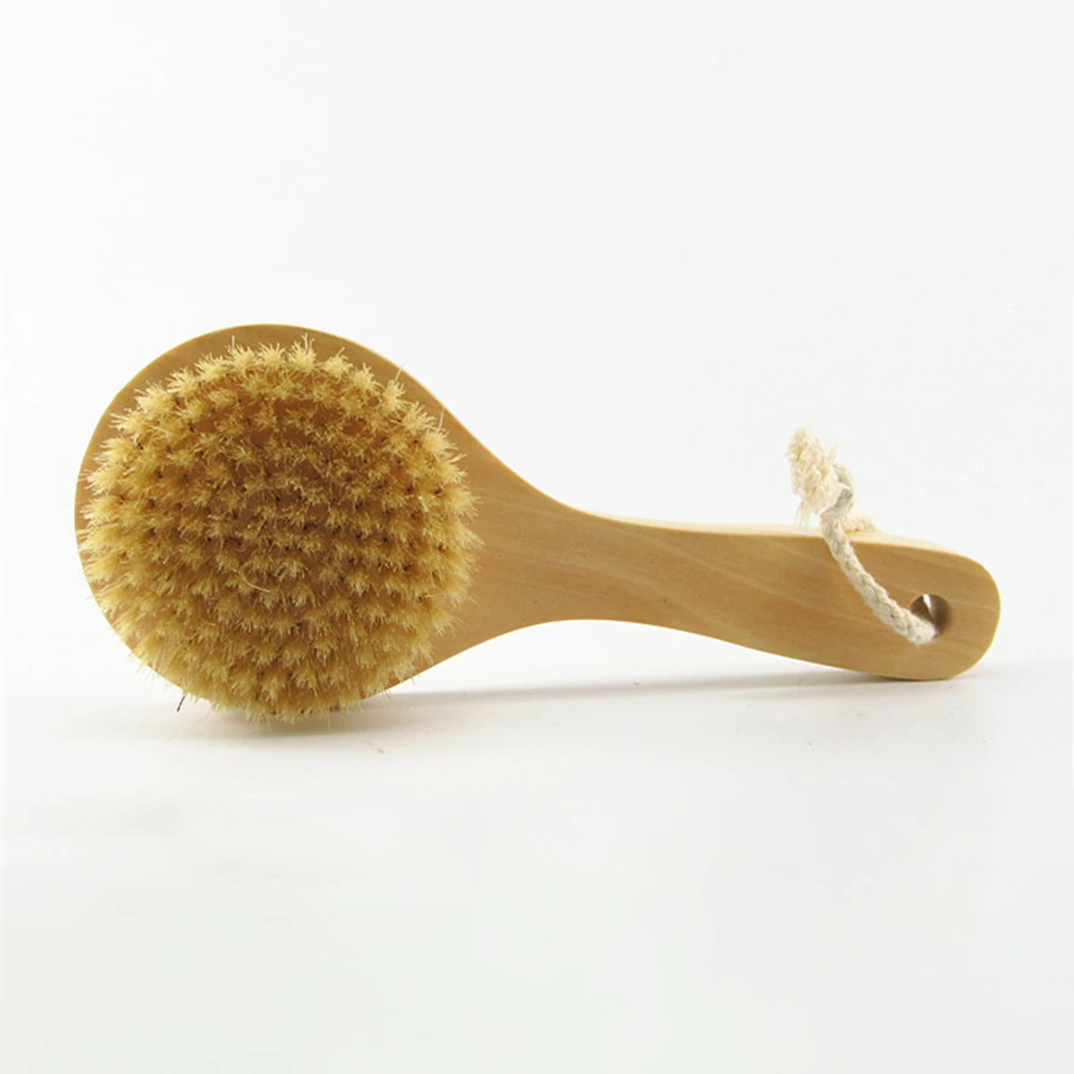 Short Handle Solid Wood Bristle Bath Brush Bath And Back Massage Brush Soft Bristle Bristle Bath Brush For Wet And Dry Back