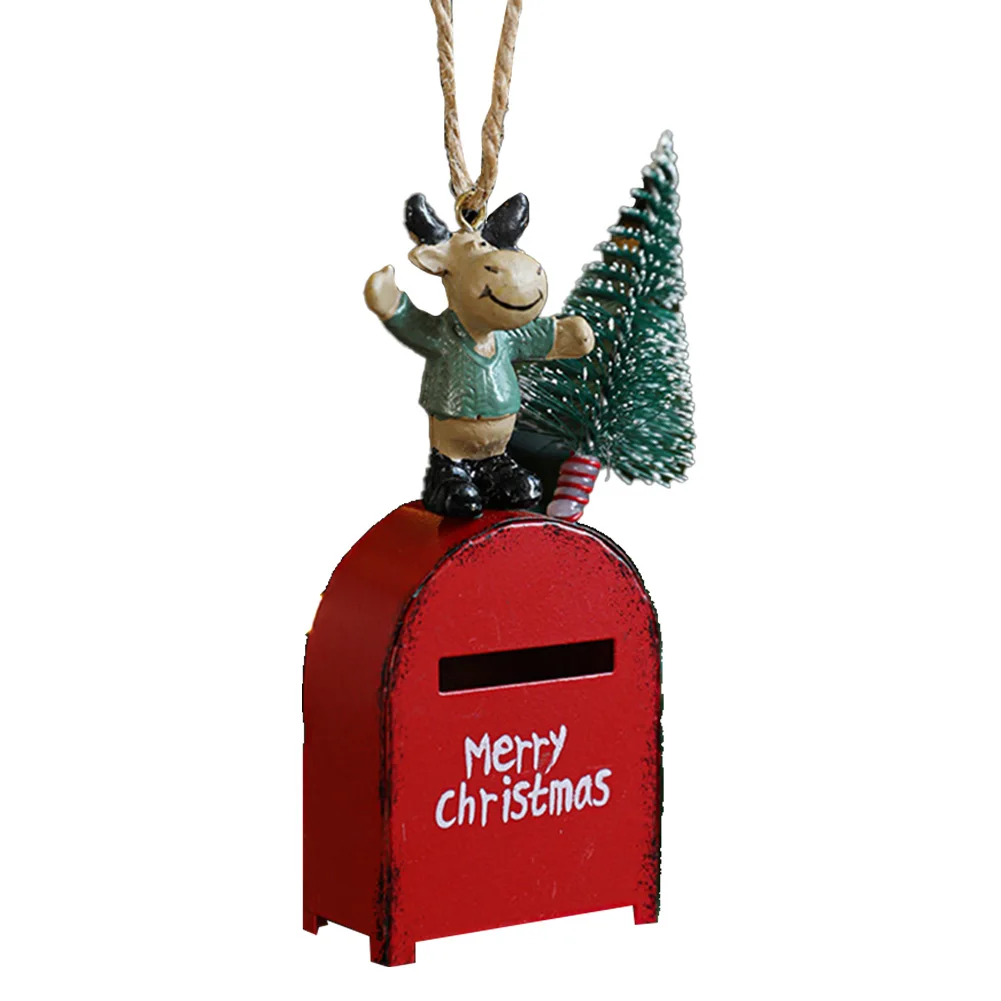 Lively Winter Season Decoration Add a Touch of Whimsy with This Charming Christmas Mailbox Pendant Displaying Elk & Friends