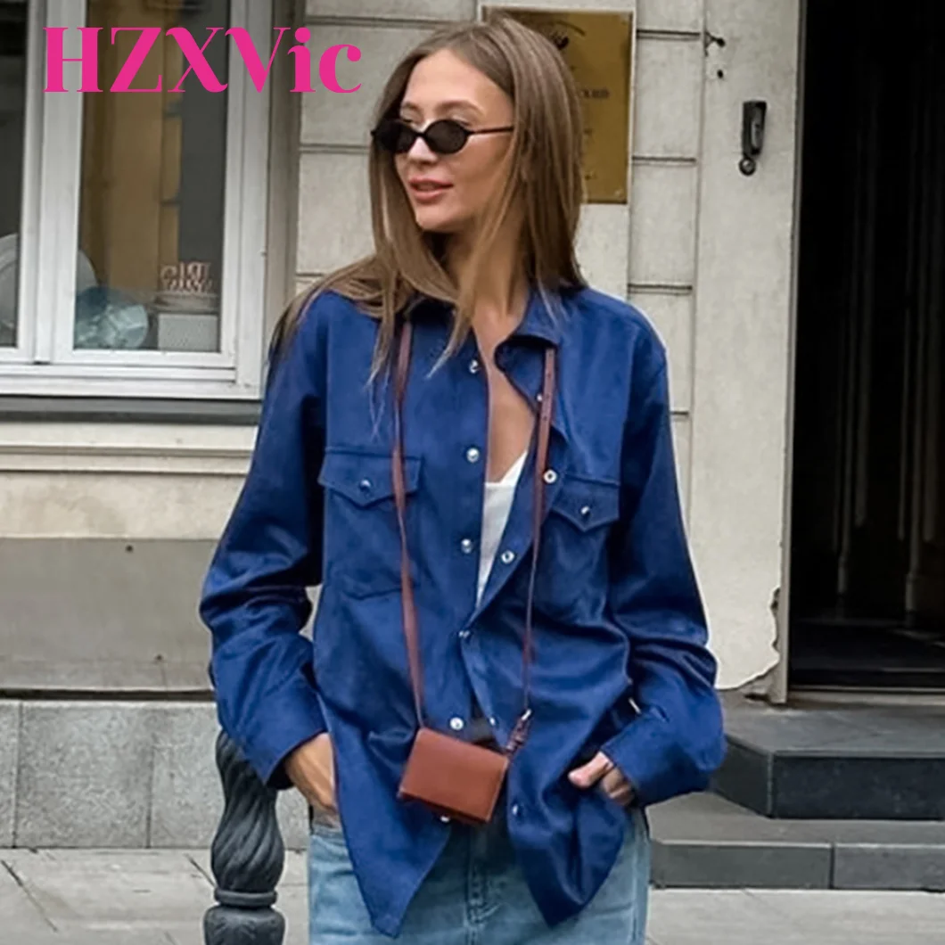 

HZXVic женская куртка с длинным рукавом, большие джинсовые куртки на пуговицах, осенняя одежда, винтажная куртка Klein с синим воротником 2021, куртка